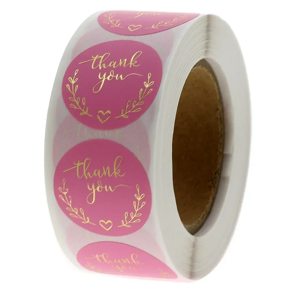 Stationery Supplies Business - Autocollants de remerciement en papier rose,