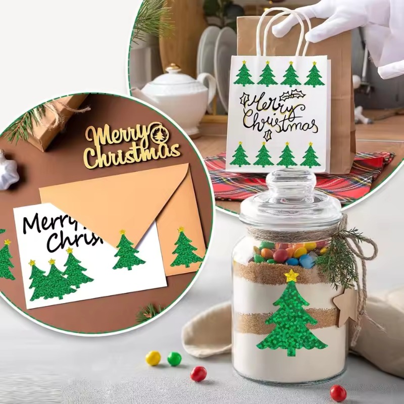 Ideal Stationery & Office Supply - Autocollants d'arbre scintillant de Noël (ensemble
