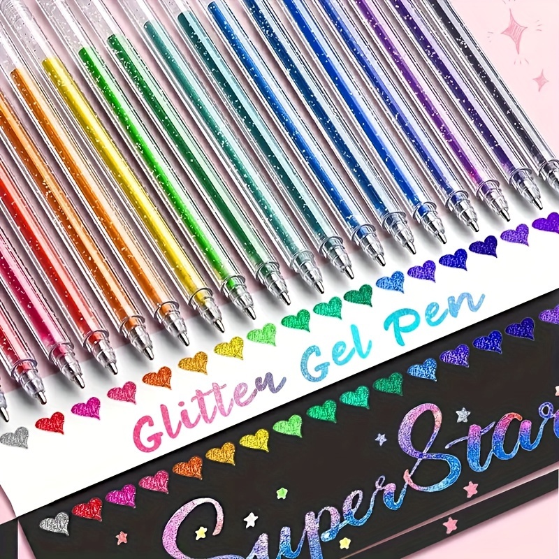 Gel Ink Pen Set - Ensemble de stylos gel à paillettes