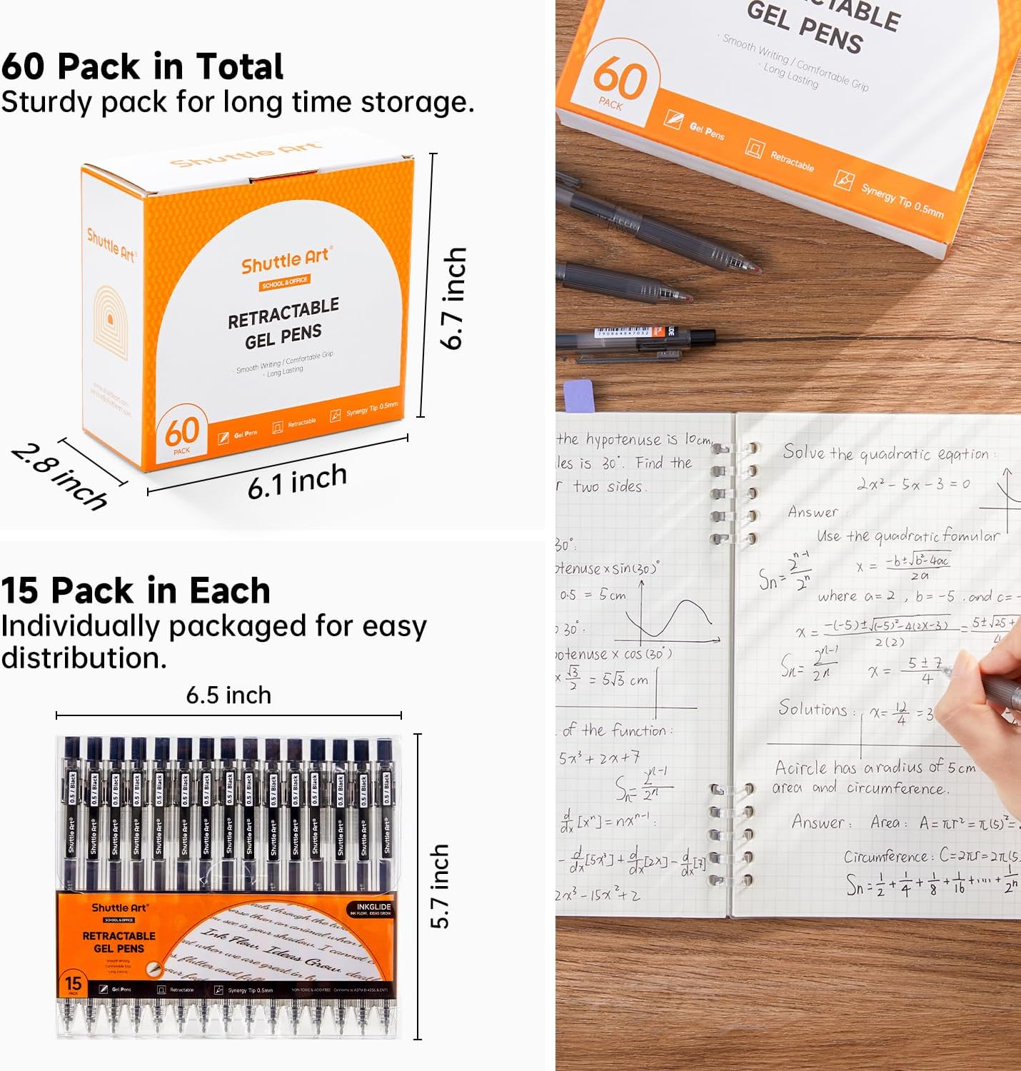 Stylos à bille gel noirs Shutt - Gel Ink Pen Set avis et prix